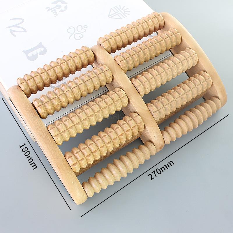 Holz Fuß Massage Walze Big Fünf-row Holz Fuß Massager Stimuliert Akupunkturpunkt Füße Plantarfasziitis Roller Reflexzonenmassage