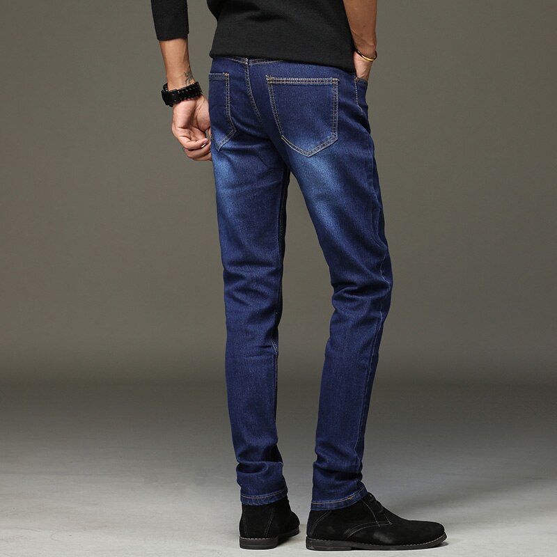 Zakelijke jeans heren direct rechte herfst heren broeken denim broeken blauw lichtgewicht elastische yong man jeans beroemd merk