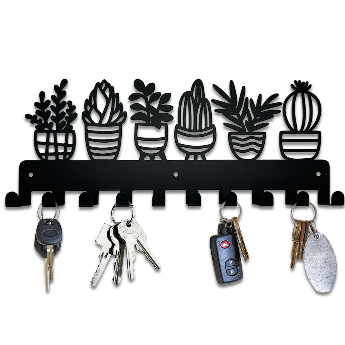 Ganchos de Metal para pared, soporte para llaves, plantas en macetas, ganchos decorativos, colgadores de estante montados en la pared con 10 ganchos para llaves