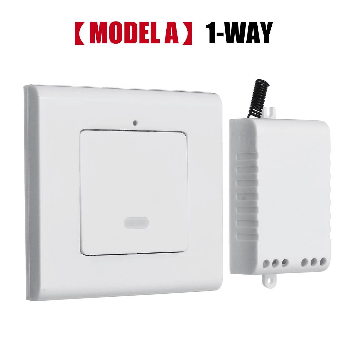 Smart Home Diy Wall Wireless Panel Transmitter LED Light Lamp Remote Control Switch 1/2/3-Way 315MHz/433MHz With Receiver Module: MODEL A 1-WAY