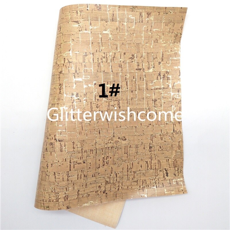 Glitterwishcome Metallic Soft Cork Vinyl Synthetic Leather Faux Fabric Sheets for Accessories Bows DIY 21X29CM GM1035A