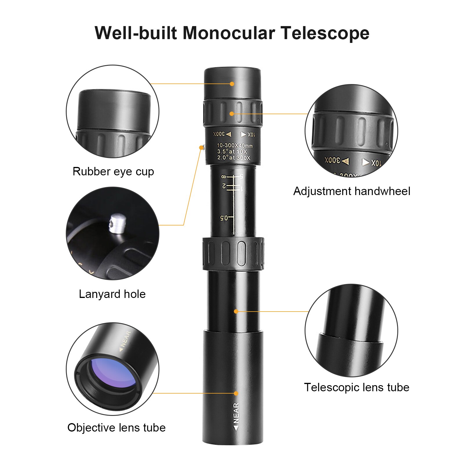 10X-300X Monoculaire Telescoop Compact Waterdichte Telescoop Met Fmc Lens BAK4 Prisma Voor Smartphone Bal Games Kijken Wandelen