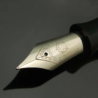 Pluma estilográfica Golden Star Venus 28, pluma de tinta M Nib, papelería de oficina, material escolar, pluma estilográfica: Silver Nib