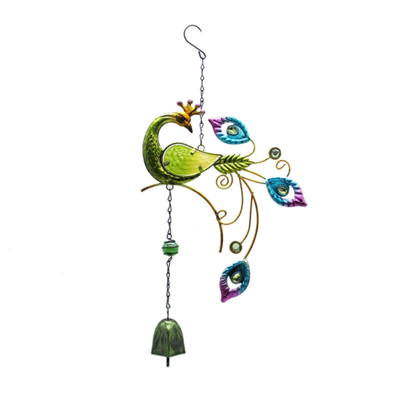 Colorful Peacocks Shape Pendant Bell Wind Chimes Indoor Balcony Indoor Outdoor Garden Decor Hanging Decoration