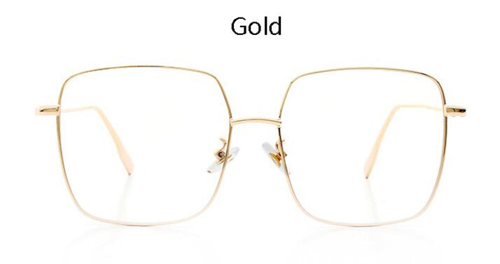 Grote Frame Glazen Vrouwelijke Oversized Vierkante Brillen Goud Bril Frame Clear Lens Brillen Optische Bijziendheid Nerd Bril: gold