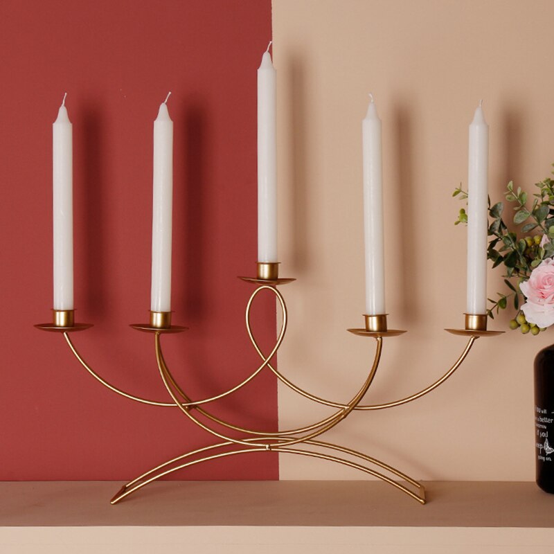 Stile nordico 3D Candelabro in Metallo Supporto di Candela di Nozze Centrotavola Candelabro Cena Complementi Arredo Casa no.5