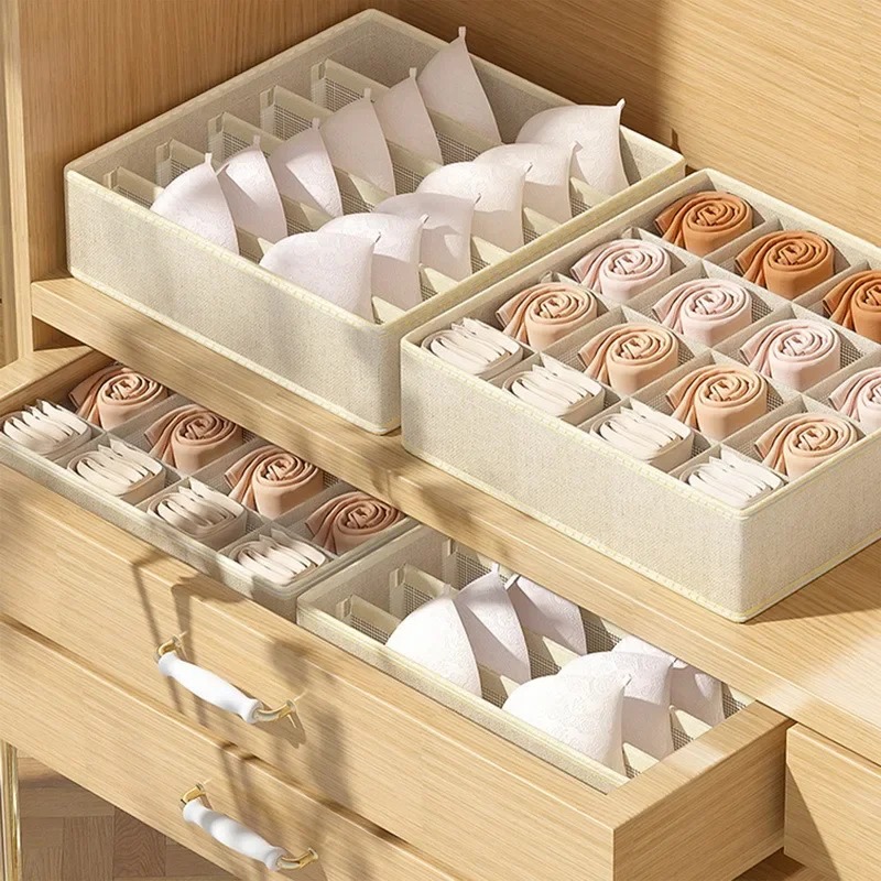 1-2Stck Unterwäsche Lagerung Boxen Socken Kleidung Lagerung Organizer Vlies Stoff Schublade Typ Höschen Drei-stück einstellen Kasten Kasten Hause