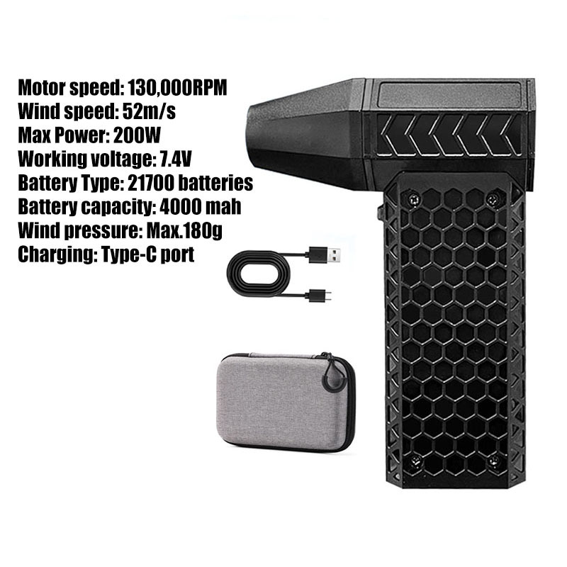 Electric Air Blower 140000RPM Powerful Snow Blower High-speed Dust Fan Mini Turbo Jet Fan Handheld Brushless Motor Car Dryer: green