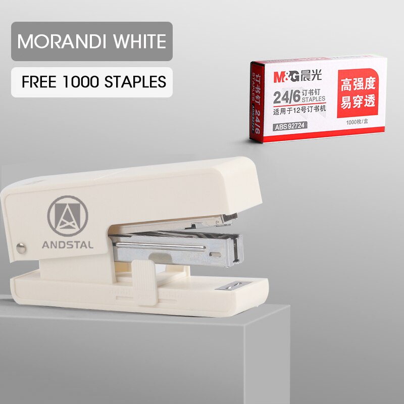 M&amp;G Multi-function Modern Stapler With Staples Room 25 Sheets Effortless Paper Book Binding Stapling Machine Office Supplies: White color 1 pc