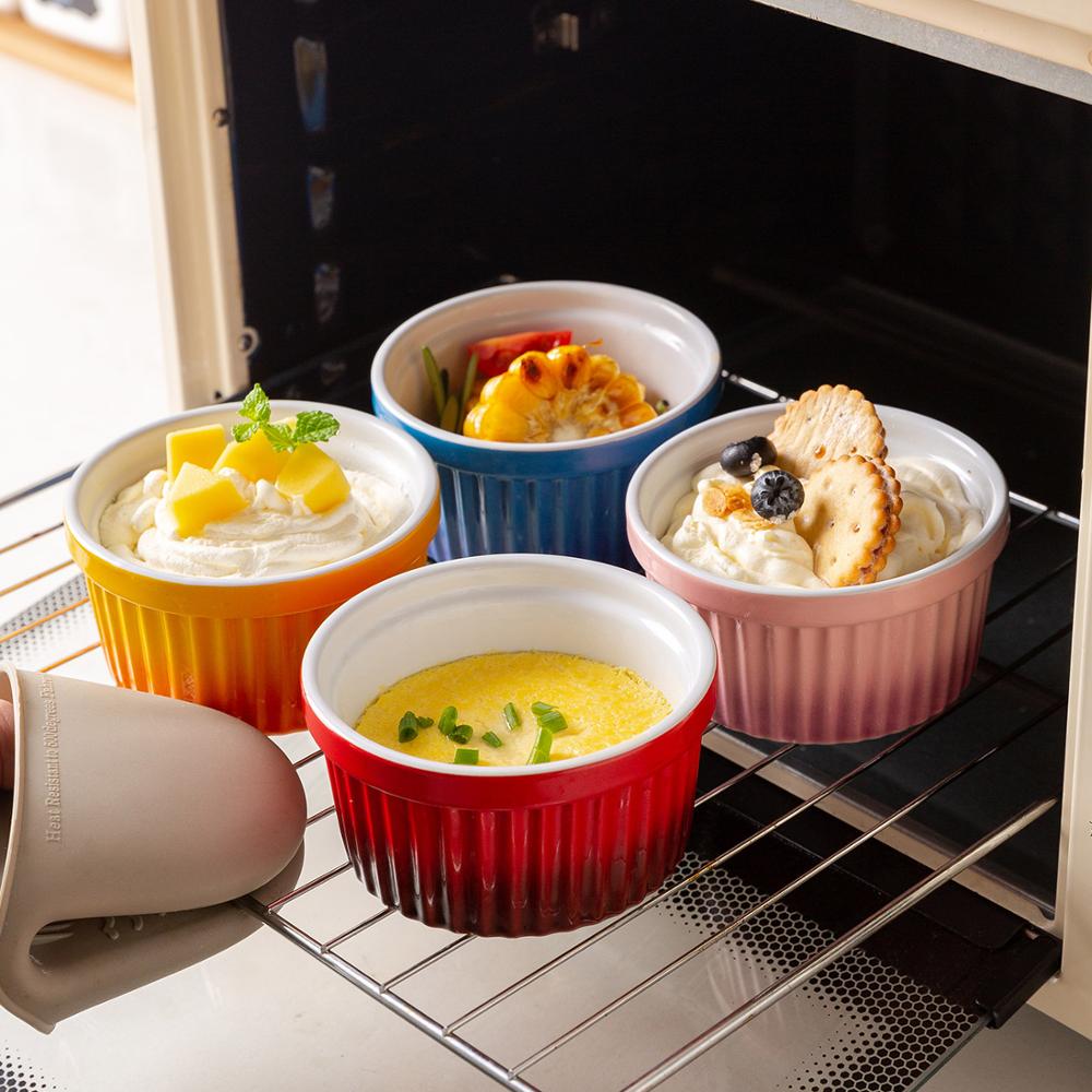 Gradiënten Keramische Cakevorm Bakplaat Set Pudding Mould Keuken Oven Ronde Bakvormen Pan Met Deksel Soepkom