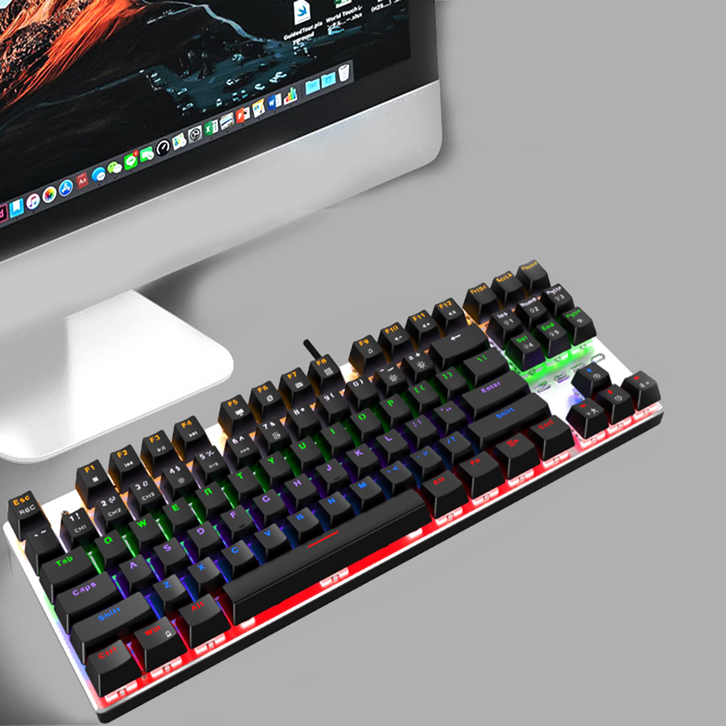 METOO Mechanical Keyboard USB Wired Backlit Gaming keyboard Anti-ghosting Blue Red Brown Switch for pc Game Laptop PC Russian