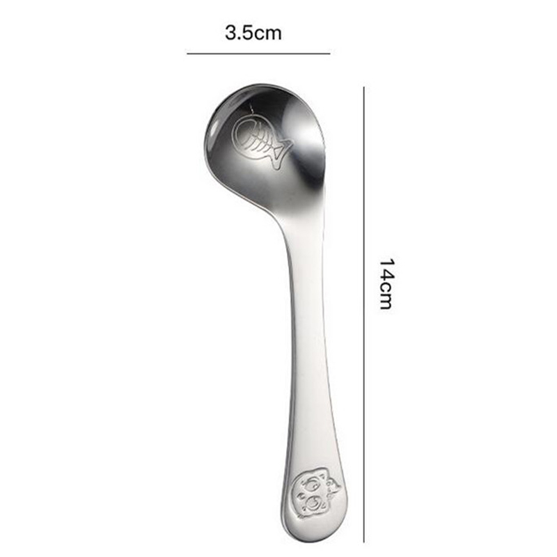 Baby Gadgets Tableware Set Children Utensil Stainless Steel Toddler Dinnerware Cutlery Cartoon Infant Food Feeding Fork Spoon: Dog print