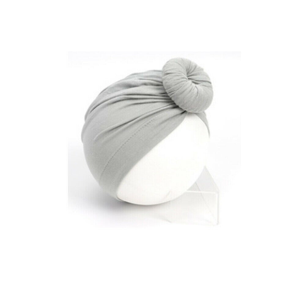 Neugeborenen Kleinkind Kinder Mädchen Baby Kleinkind Turban Verknotet Bogen Hut Cap Stirnband Haarband Headwear Reine Farbe Nette: Grau