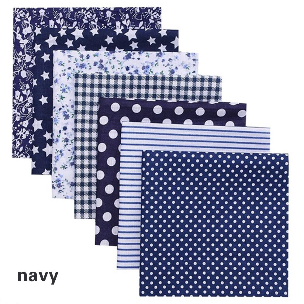 Printed Cotton Cloth 25x25cm Embroidery Handcraft Handmade Accessories 7pcs/Set Doll Clothes Patchwork DIY Sewing: Navy