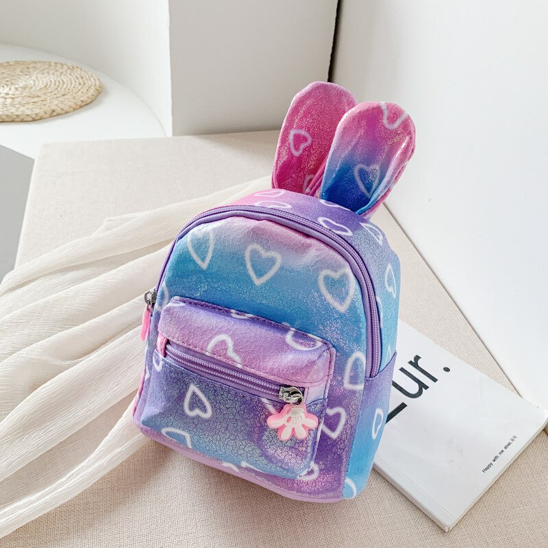 kids Girls backpack peach heart female bag female cartoon cute children rabbit Korean backpack student schoolbag: Rabbit purple xin