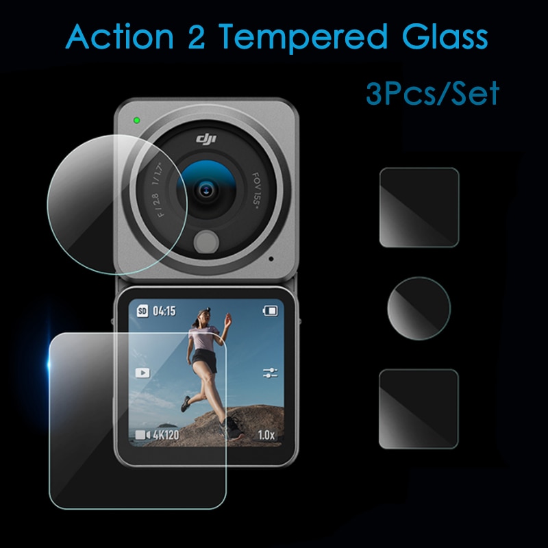 Gehard Glas 9H Dji Action 2 Gehard Bril Hd Lens Krasvast Beschermen Screen Film Protector Voor Dji Action 2 accessoires
