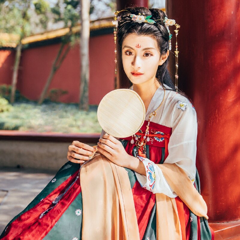 traje Hanfu Dinastía Tang vestido femenino antiguo chino danza folclórica tradicional ropa de etapa mujeres Hanfu DQL1683