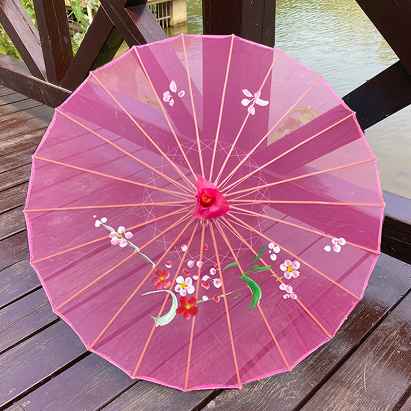 Transparent Silk Umbrella Dance Craft Umbrella Photography Decoration Ceiling Ancient Costume Prop Umbrella Women Hanfu Cosplay: light yellow