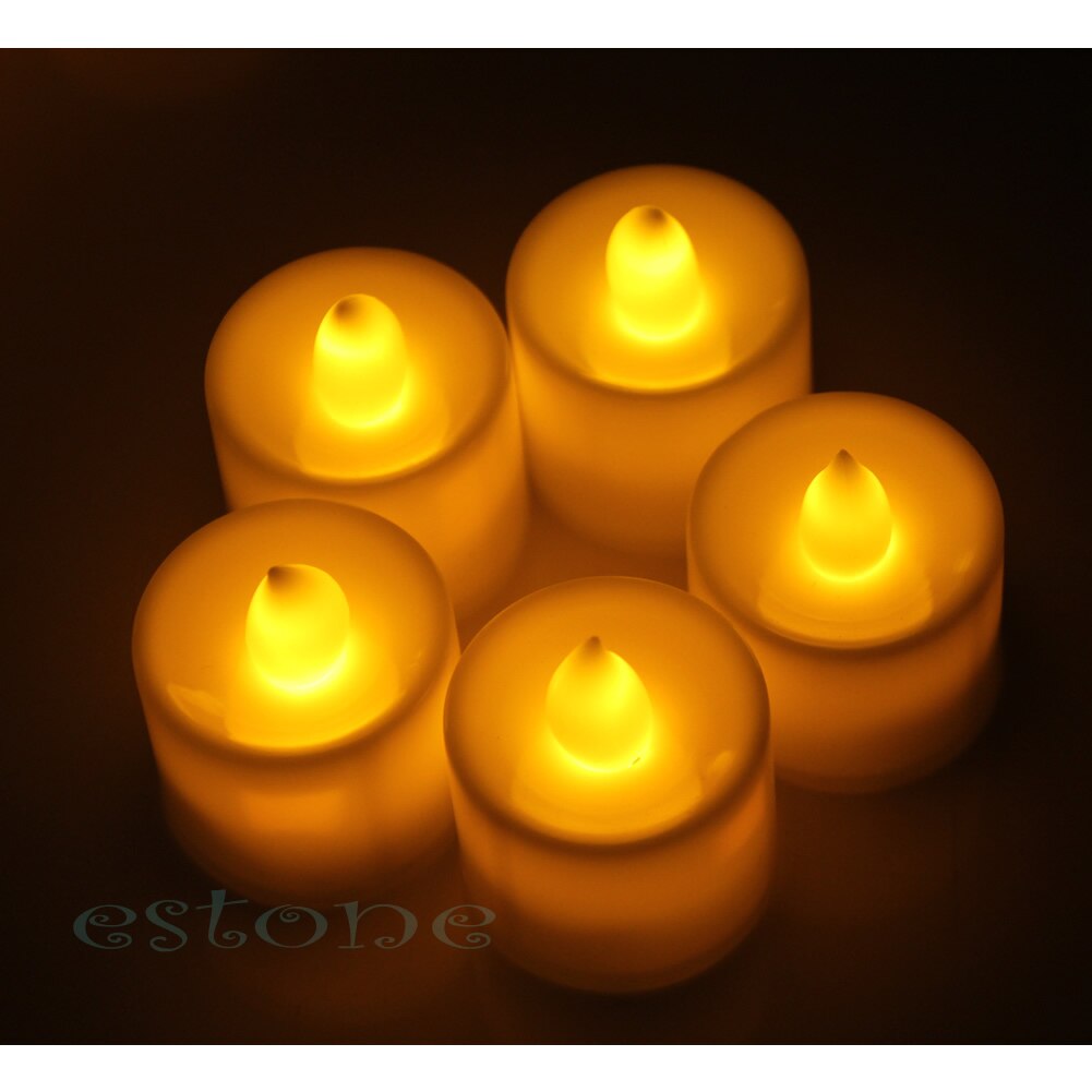 12 Flickering Flicker Light Flameless LED Tealight Tea Candles Wedding Light