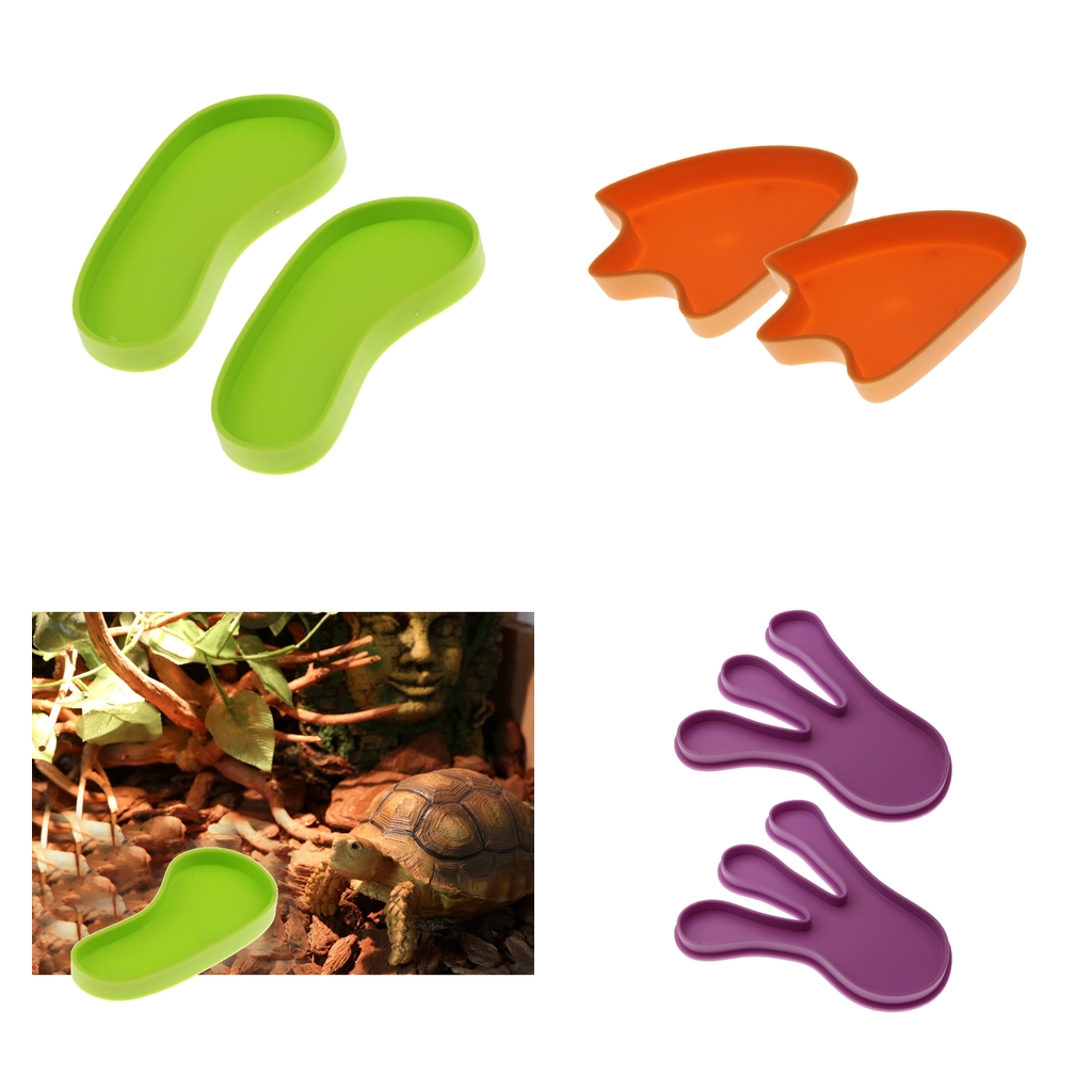 1/2/5 pak krybdyr vand mad fad skål plast gekko måltid orm foder blad form fodaftryk små kæledyr mini hjørne foderskål