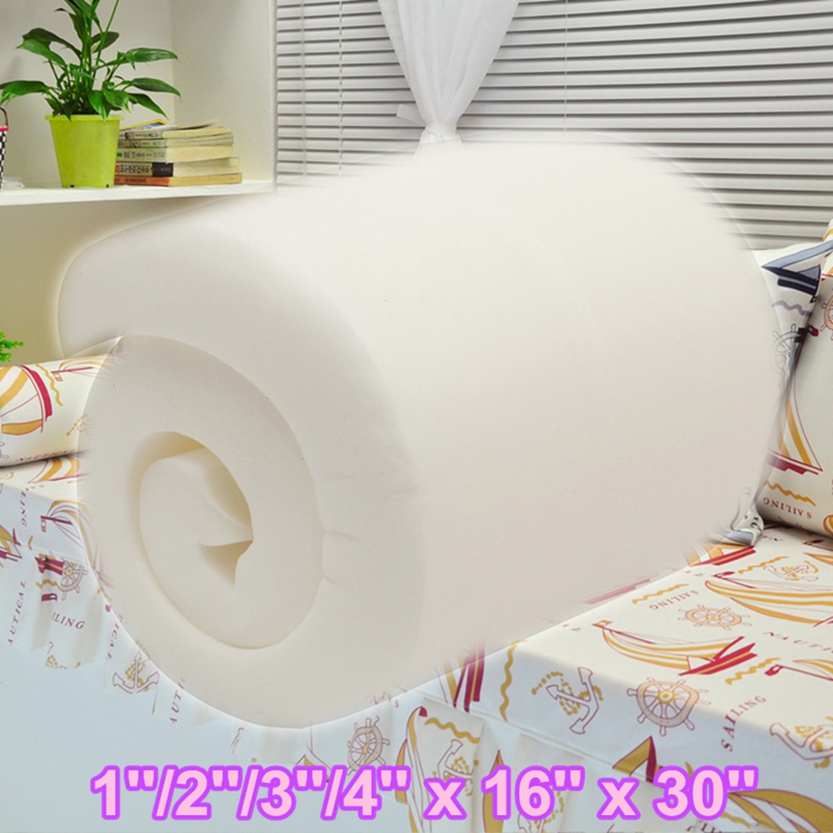 16''x30'' High Density Seat Foam Rubber Replacement Polyurethane Upholstery Cushion Pad White Firm Foam Sheet Cushion Pads