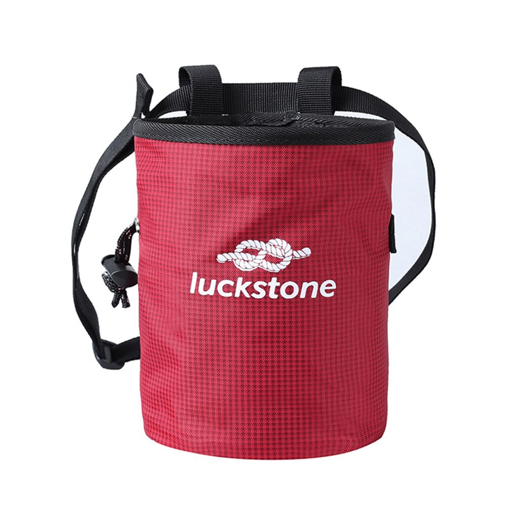 Outdoor chalkbag boulderen klimmen rots klimmers tas met trekkoord sluiting verstelbare riem: Rood
