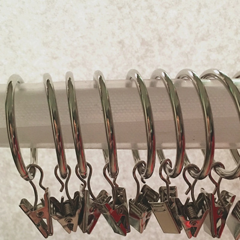 10pcs Stainless Steel Hook Metal Rings Removable Clips with Eyelets For Window Curtain Draperies Clothes Practical