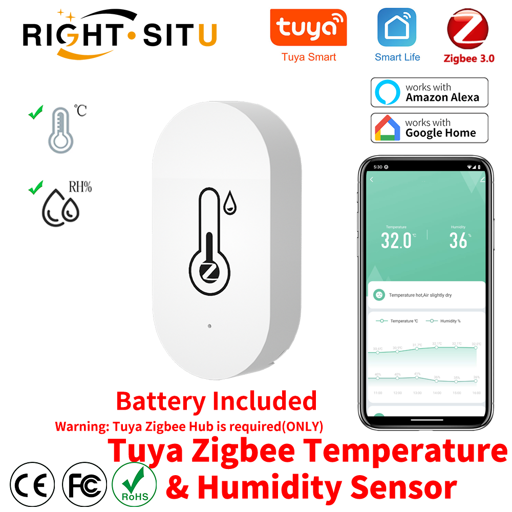 Tuya Zigbee czujnik temperatury i wilgotności SmartLife Monitor zdalny do inteligentnej pracy domowej z hubem Tuya Zigbee
