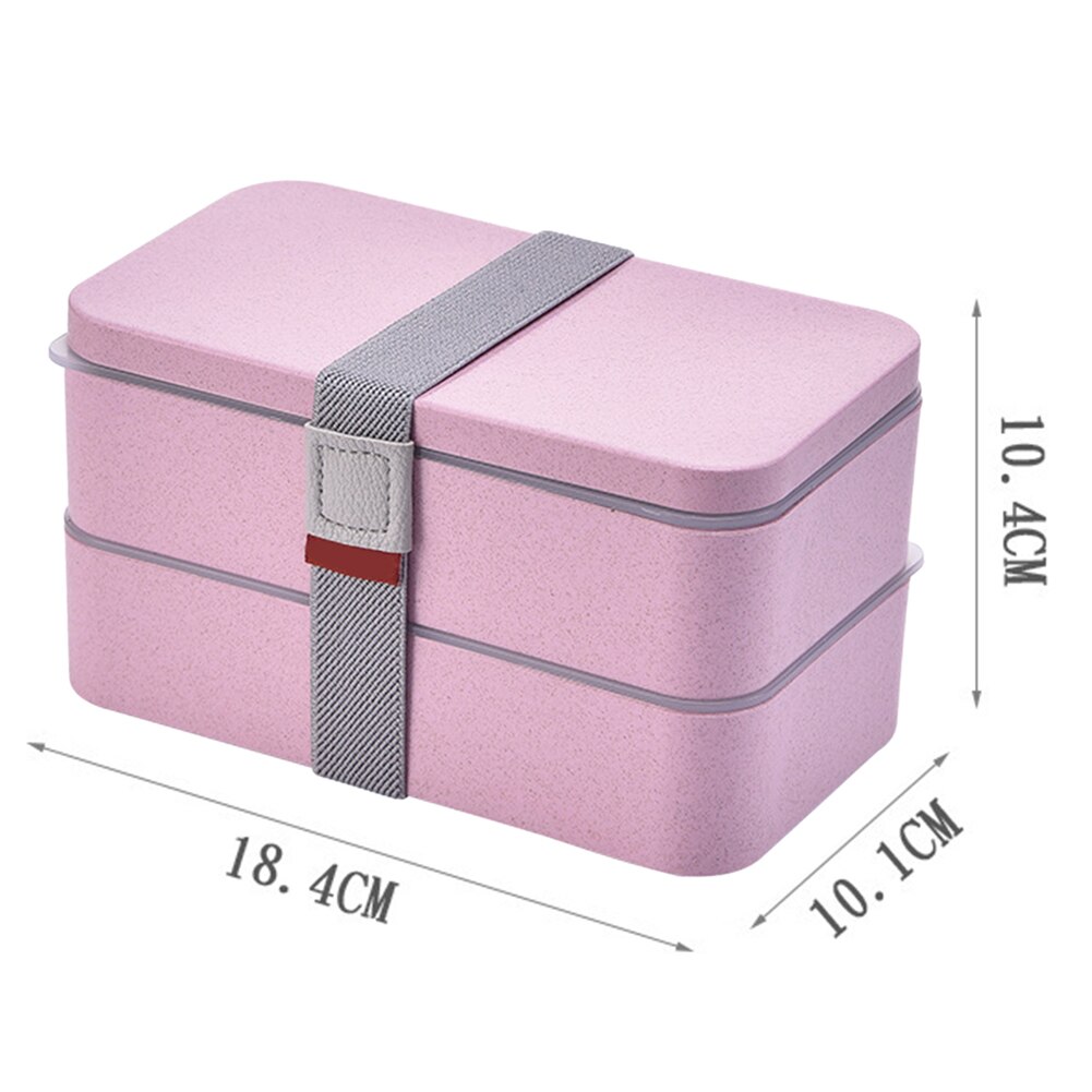 1200ml Wheat Straw Double Layers Lunch Box With Spoon Healthy Material Bento Boxes Microwave Food Storage Container Lunchbox: a