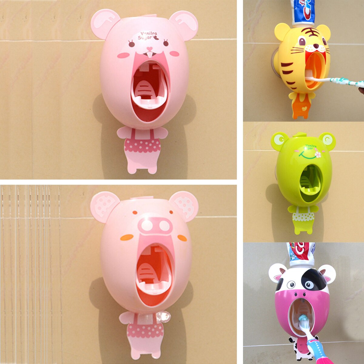 Distributeur automatique de dentifrice, support mural pour brosse à dents amusante, ensemble d'accessoires de salle de bain, pour enfants, porte-brosse à dents