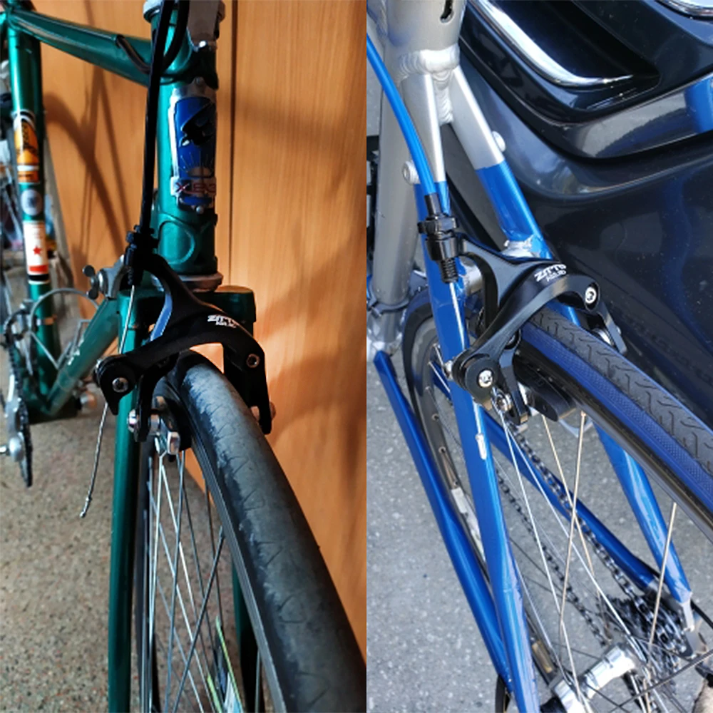 Pinzas de doble pivote para bicicleta de carretera ZTTO, frenos C para bicicleta para niños, frenos delanteros y traseros plegables, pinzas de llanta de pinza de tracción lateral
