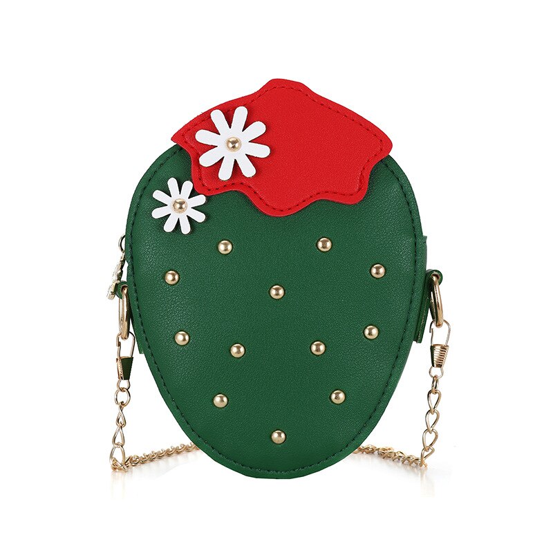 PU Leather Girls Coin Purse Lovely Children Strawberry Rivet Crossbody Bags Cute Baby Accessories Mini Wallet Kids: Green