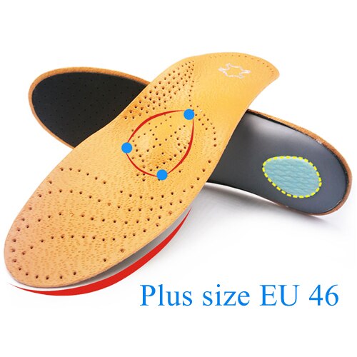 Plantillas ortopédicas para pies planos para calzado de hombre mujer y niño, plantilla para zapato, corrección de arco del pie, de cuero, piel, unisex: Plus size EU46
