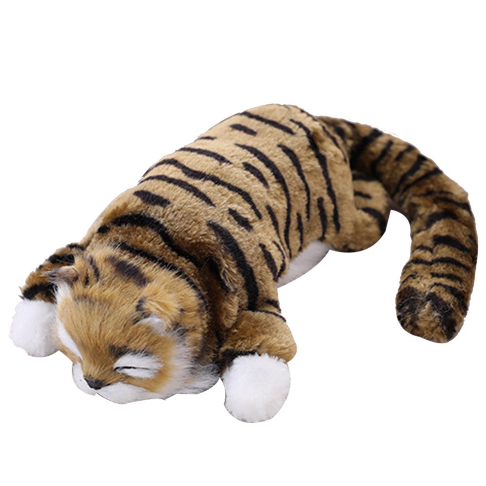 Dzieci udawaj zabawki elektroniczne śliczne realistyczne imitacja kota zabawki lalki pluszowe zabawki dla chłopców dziewcząt z dźwiękiem: lekki brązowy