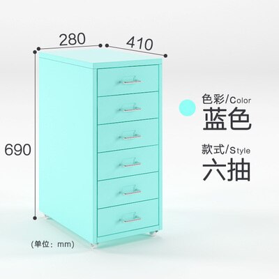6 Drawer Nordic Simplicity Retro Nostalgic Style Bedside Table Drawers Bedroom Nightstand Steel Bed side Tables: Blue