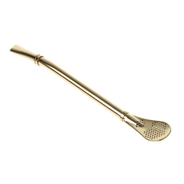 Straw Spoons with Filter Stainless Steel Stirring Coffee Spoons Teaspoon Yerba Mate Small Mini Tea Spoon Tableware Golden Black: golden