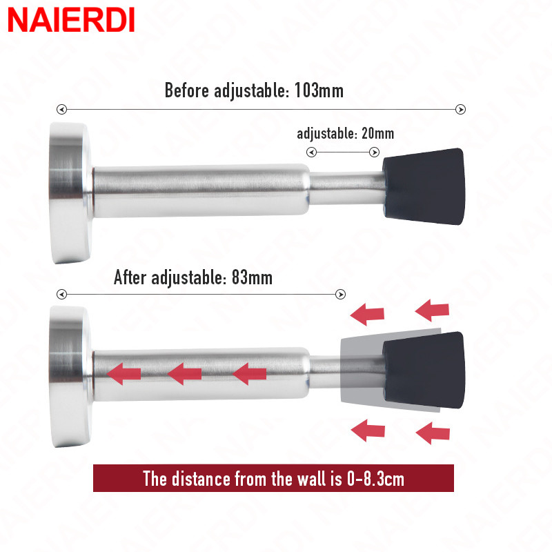 NAIERDI Türstopper mit hydraulischem Puffer, Türstopper aus Edelstahl, Wandmontage, stumm, nagelfrei, Türhalter, berühren-Türbeschläge
