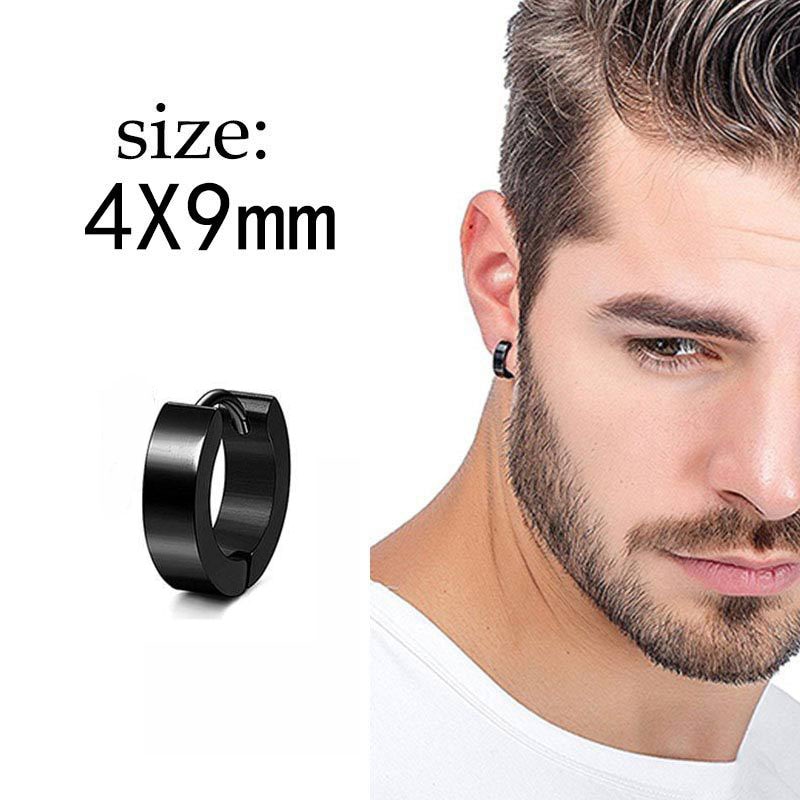 2022 Trendy Black Metal Oorringen Voor Mannen Punk Gothic Jongen Cirkel Piercing Sieraden Straat Rock Hip Hop Rapper Accessoires