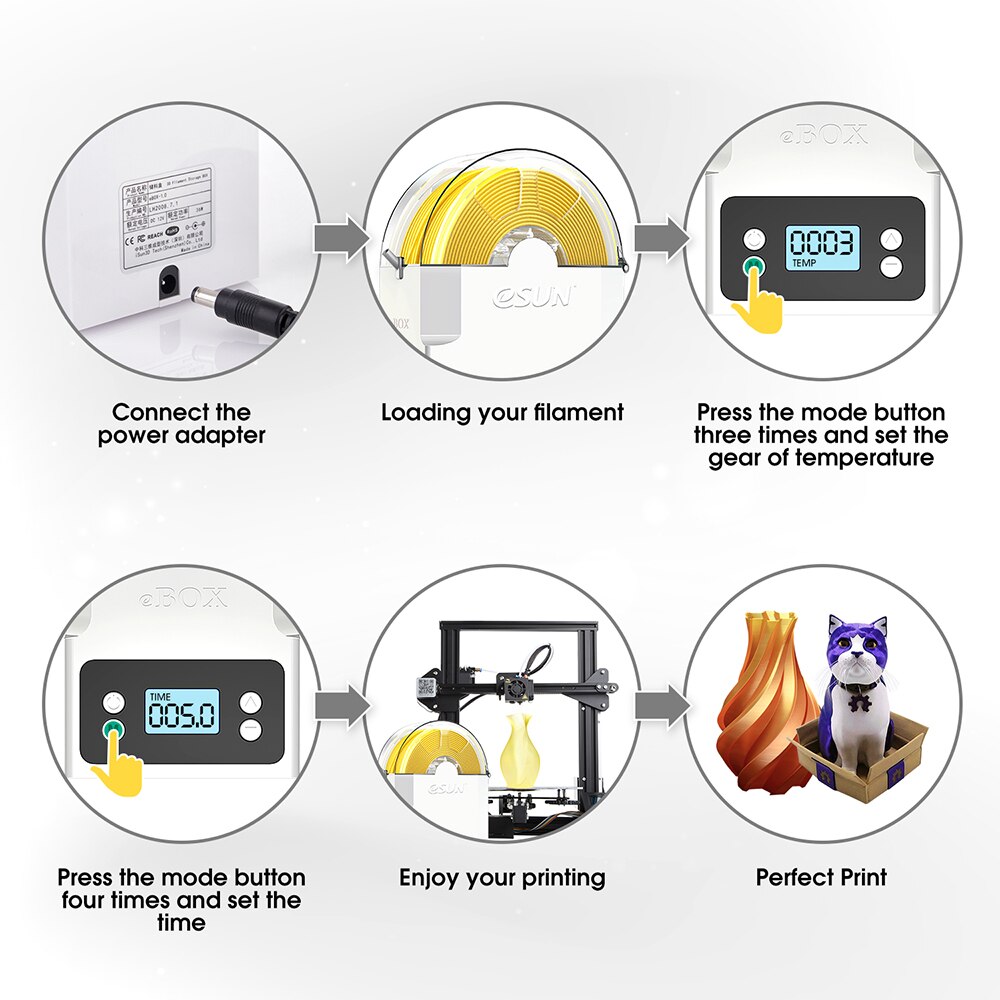 ESUN eBOX 3D Druck Filament Lagerung Kasten Filament Lagerung Halfter Halten Filament Trockenen Sauerei Filament Gewicht für 3D Drucker