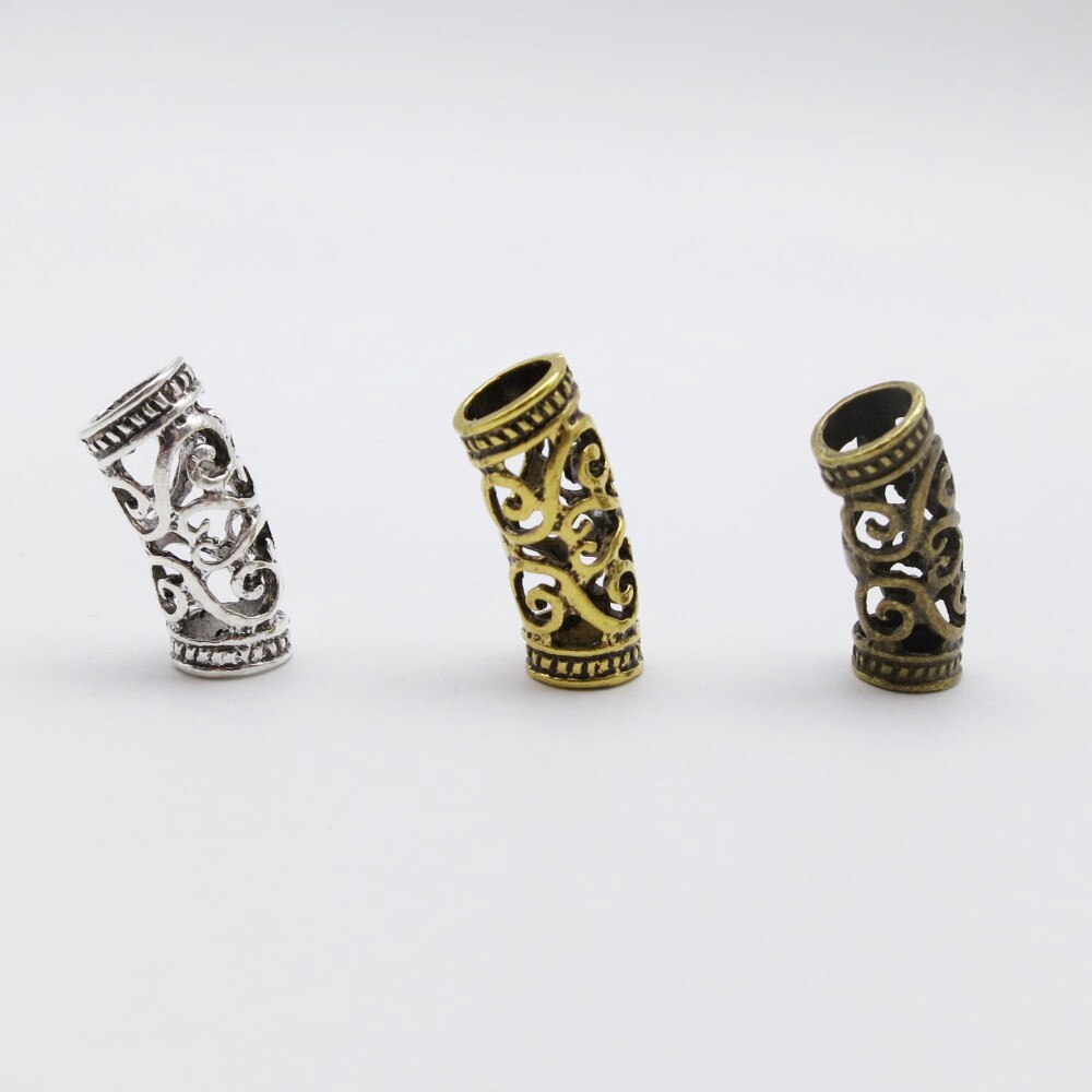 5 st -20 st silver / guld / brons viking hår flätat skägg dreadlock pärlor rörringar ca 7mm inre hål för hår tillbehör