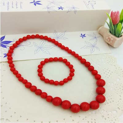 Kleur Strand Resin Kralen Kralen Student Kinderen Ketting Set Lange Ketting Boho: 6