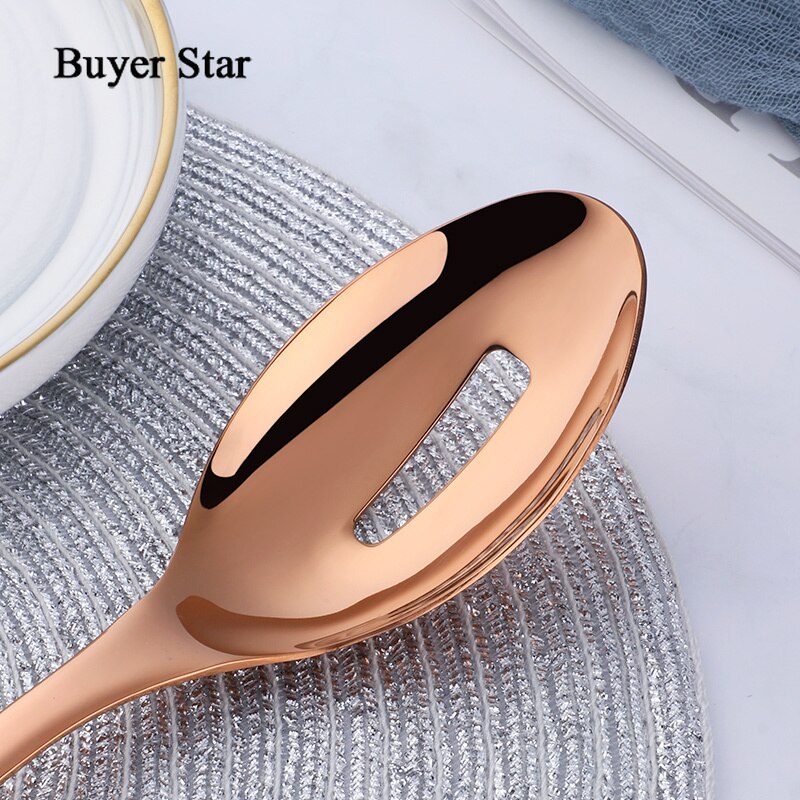 Buyer Star-cucharas de servicio y tenedor para ensalada, colador de cocina de acero inoxidable, iridiscente arcoíris, 7 colores, tamaño grande, 3 piezas