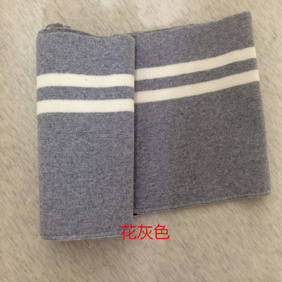 Puños a rayas de algodón, 15x95CM, 670gsm, tejido de punto elástico a rayas para escote, chaqueta de invierno, accesorios de ropa: GrayDoubleWhite
