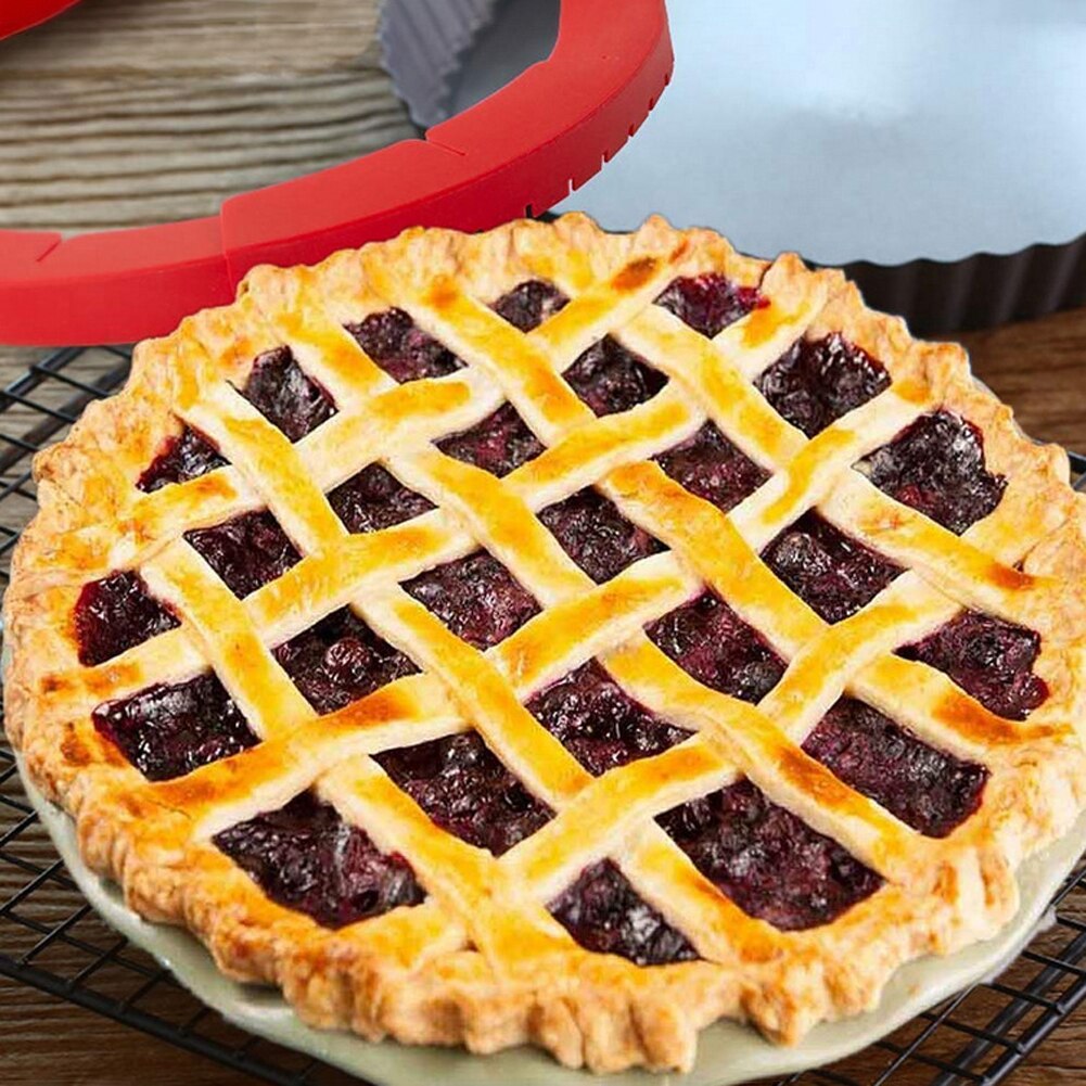 Kitchen Food Pizza Tool Pie Dish Crust Protector Shield Pan Silicone Adjustable Pie Shield Tools