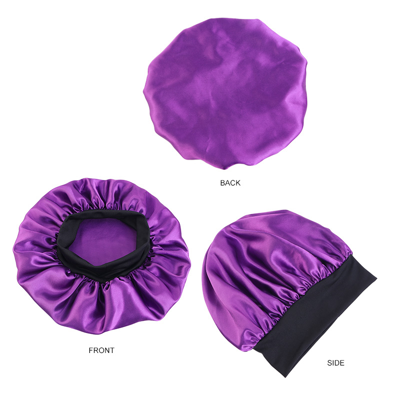 Duschmössa i satin med bred brätte, nattmössa, silkeslen hårinpackning, sovmössa, elastisk mössa, hårvård, badmössa, inslagningsverktyg
