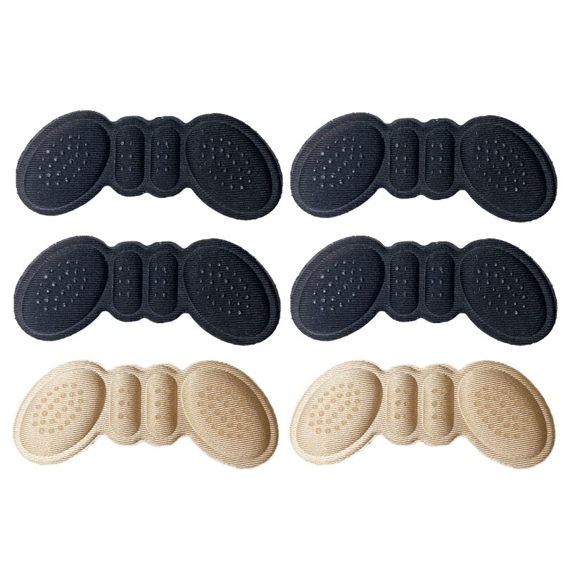 Plantillas adhesivas para el talón, parches para aliviar el dolor, antidesgaste, para el cuidado de los pies, pegatina trasera, plantilla de inserción, 3 pares: 2black-1beige