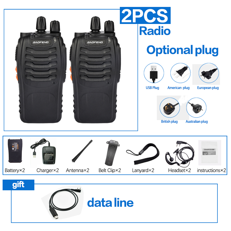 2Pcs/Lot baofeng BF-888S Walkie Talkie Two-way Radio Set BF 888s UHF 400-470MHz 16CH walkie-talkie Radios Transceiver: Brown / EU