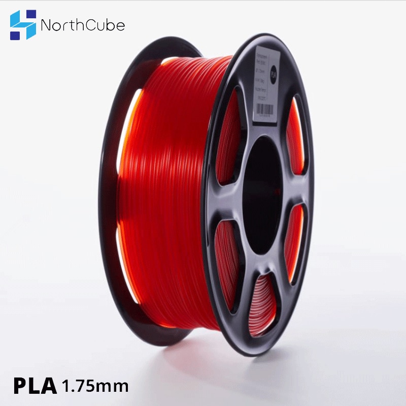 Northcube-filamento pla para impressora 3d de 1.75mm, 1kg (2,2lbs) +/- 0.02mm, cor vermelha transparente