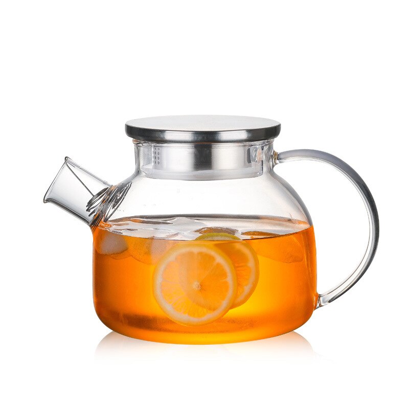 Borosilicaatglas Theepot Grote Transparant 600Ml 1L/1.8L Hittebestendig Grote Clear Pot Bloem Set Puer Waterkoker kantoor Thuis Tool: 1000Steel sheet