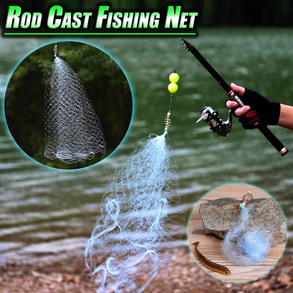 Malla con caña de pescar práctica y práctica trampa para peces, de trampa de juego, red de malla de pesca sin necesidad de ganchos, aparejos de pesca